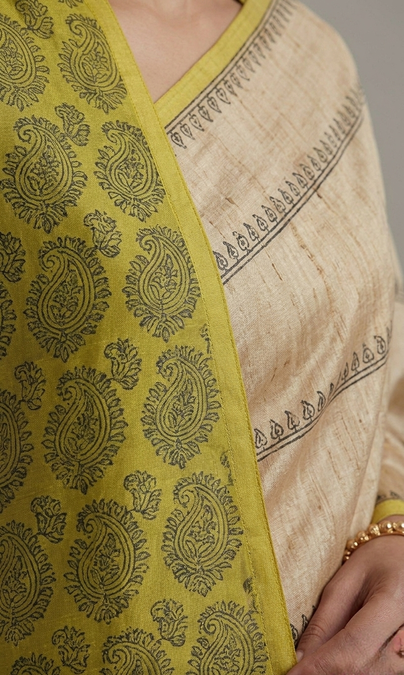Printed Tussar silk saree