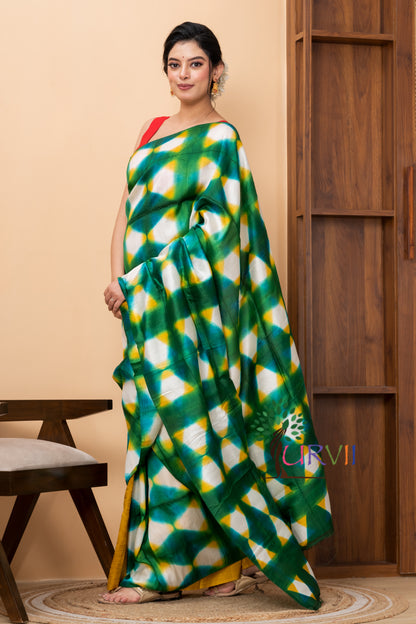 Half n half tien dye pure silk saree