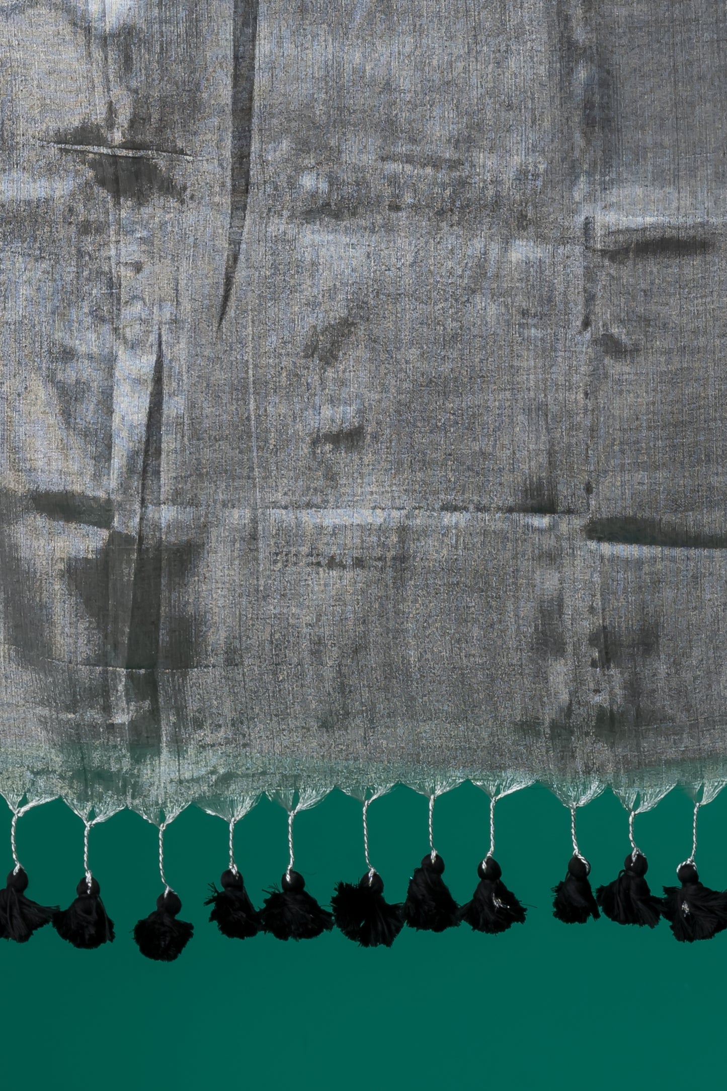 Metallic silver meets teal in Tissue cotton saree