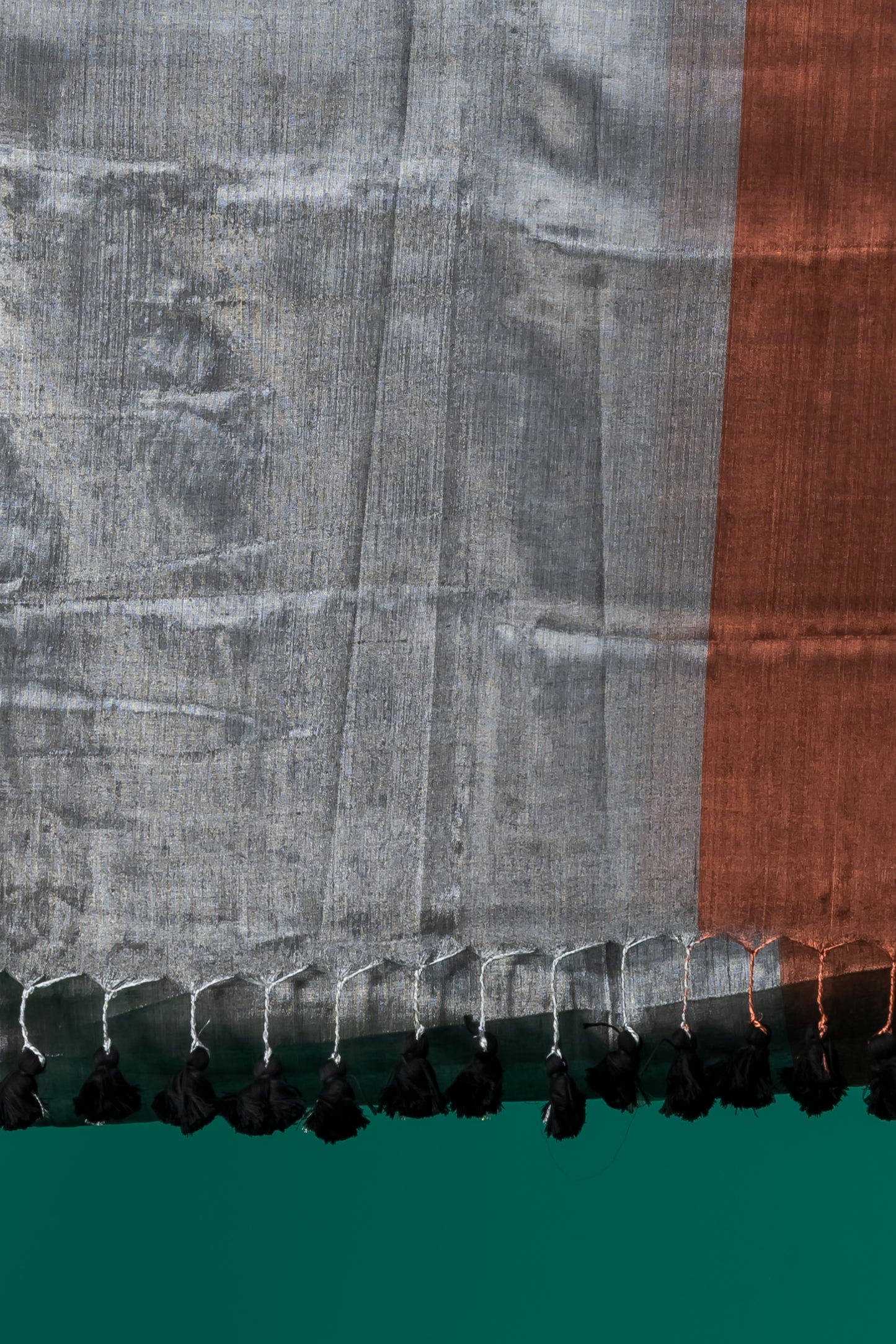 Silver & brown Metallic Cotton Tissue saree