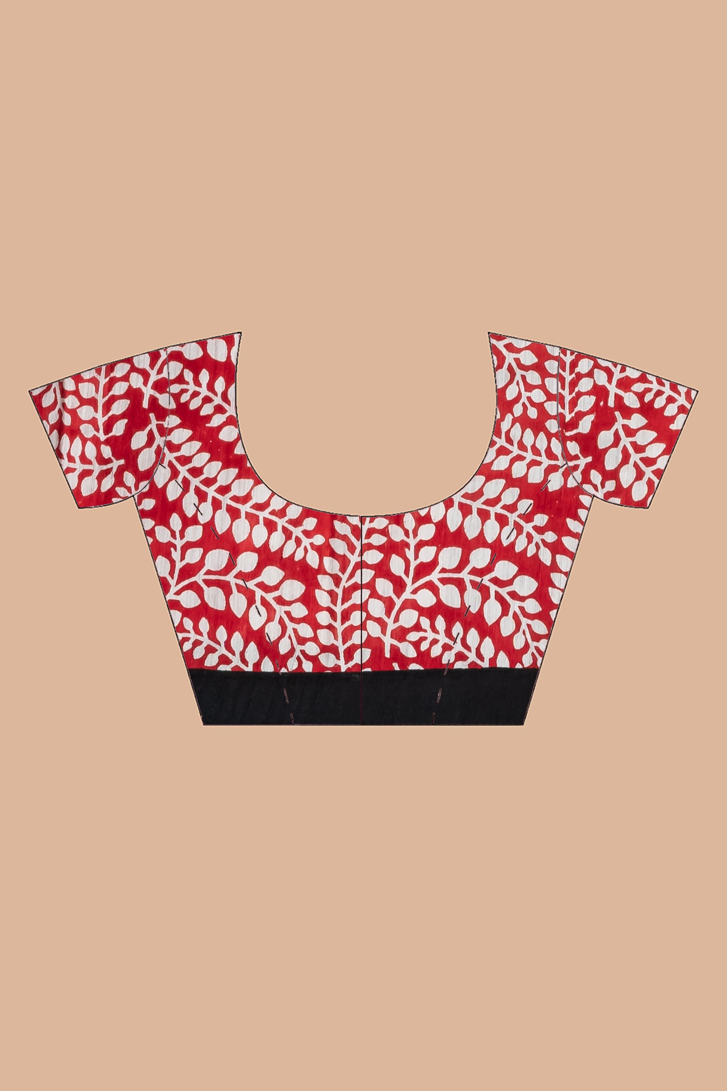 Printed matka silk saree in red and black