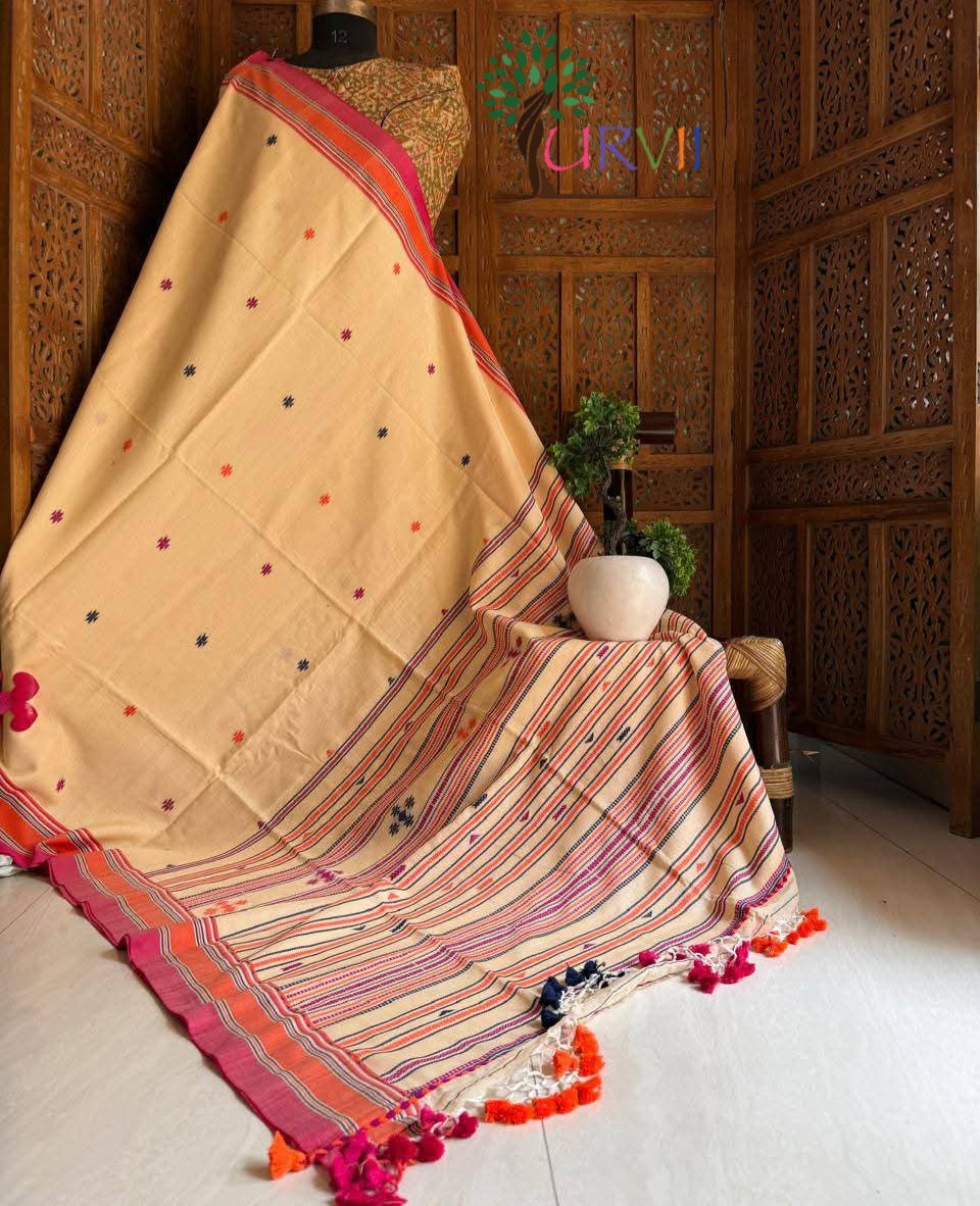 Handspun bhujoudi cotton saree