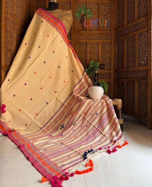 Handspun bhujoudi cotton saree