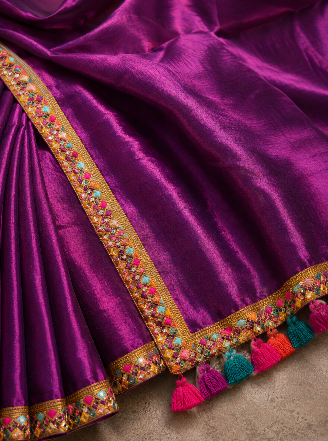 Zari border maroon tone tissue Cotton saree