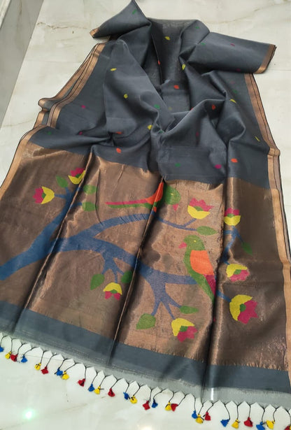 Handspun resham silk saree