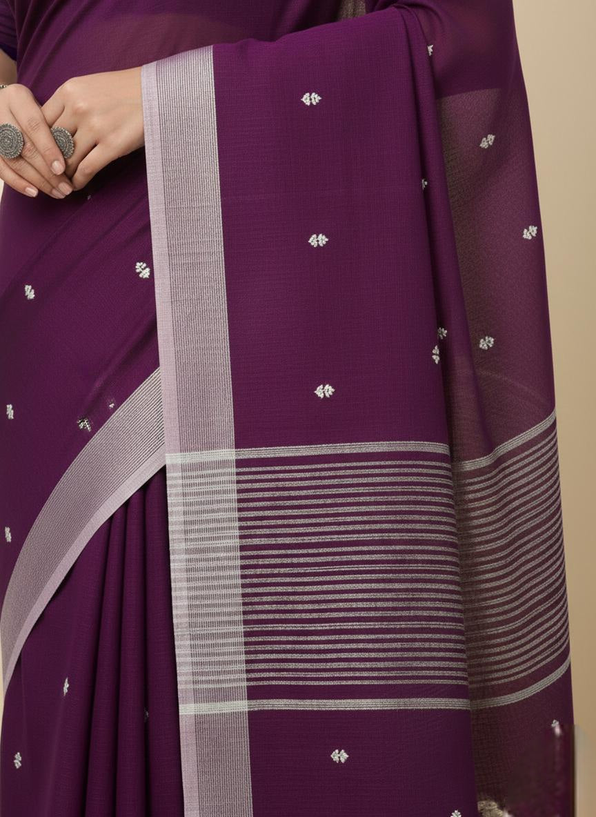 Wine color handspun cotton saree