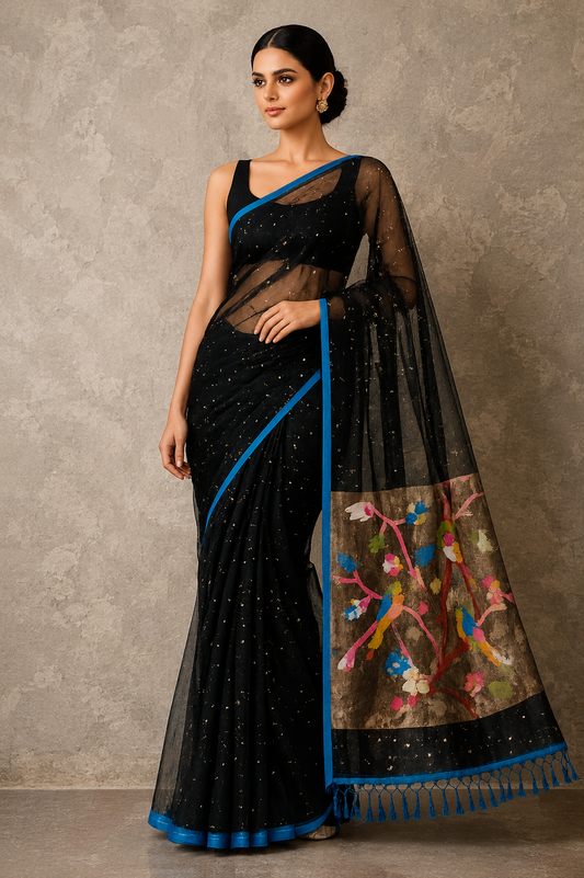 Handspun resham mulberry silk saree