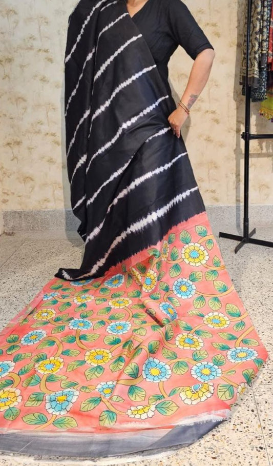 Tie n Dye tussar saree