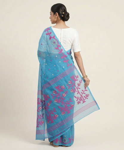 Blue woven Resham Silk