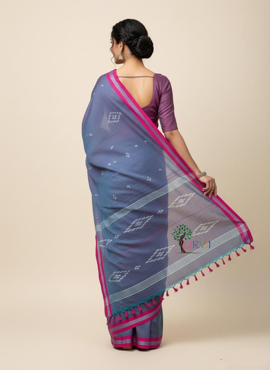 Short color mulmul cotton saree