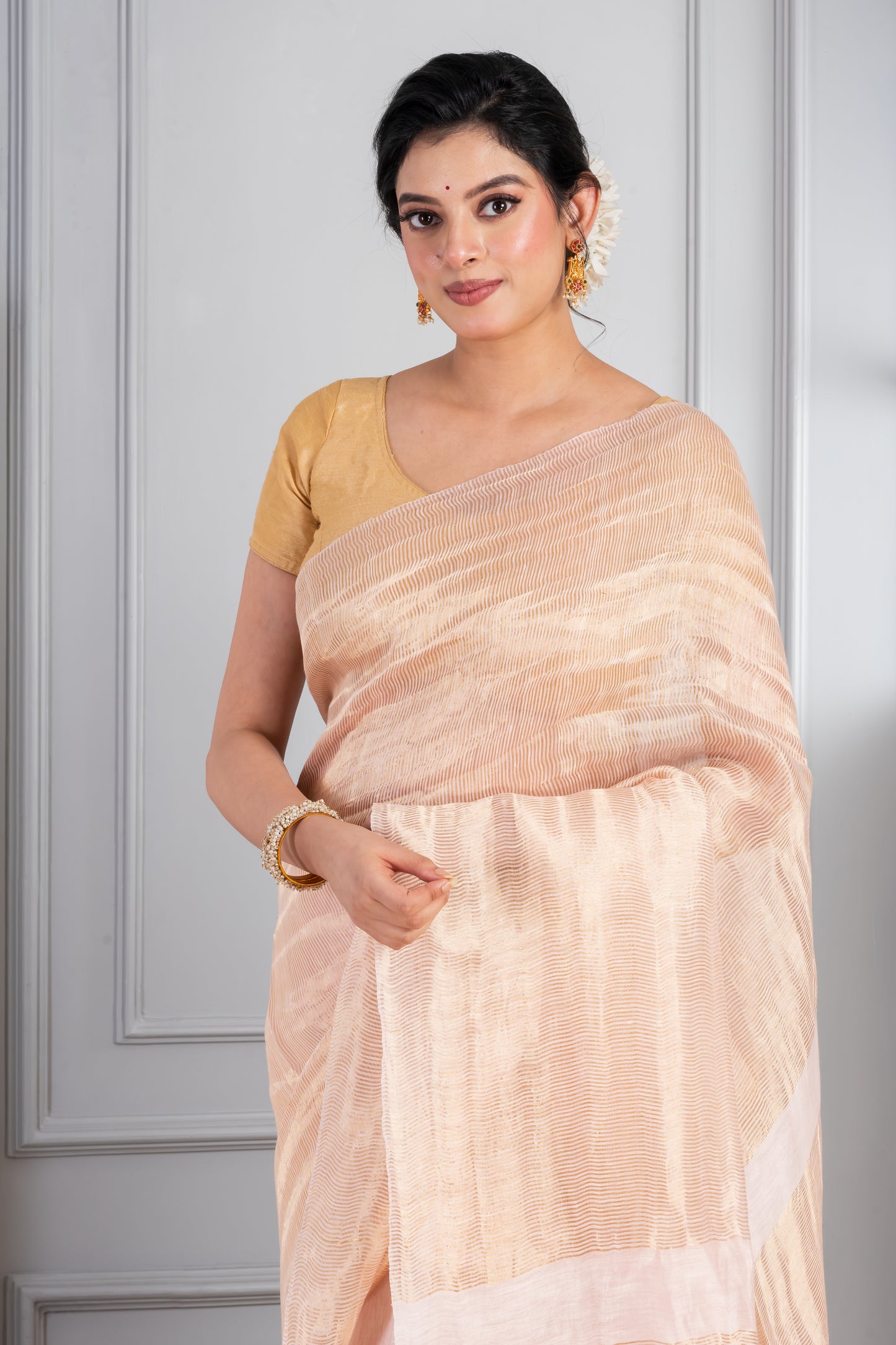 Zari striped Matka Silk saree
