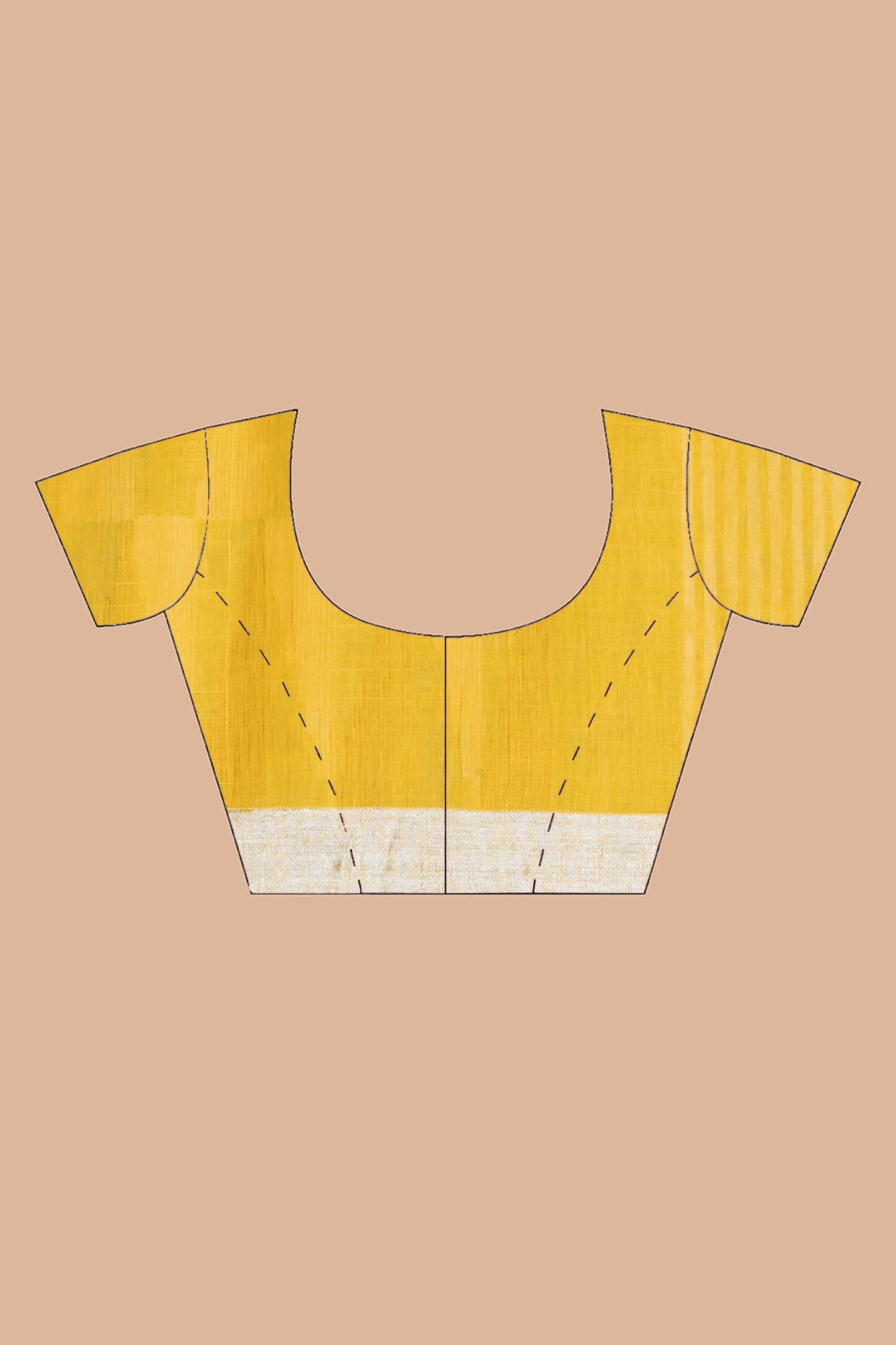 Bright yellow linen saree temple borders