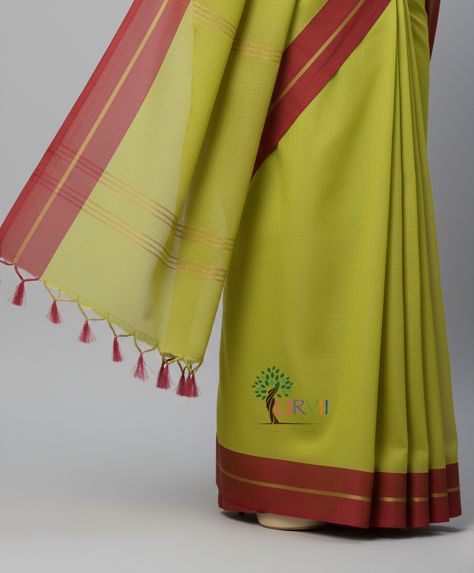 Green mulmul cotton saree