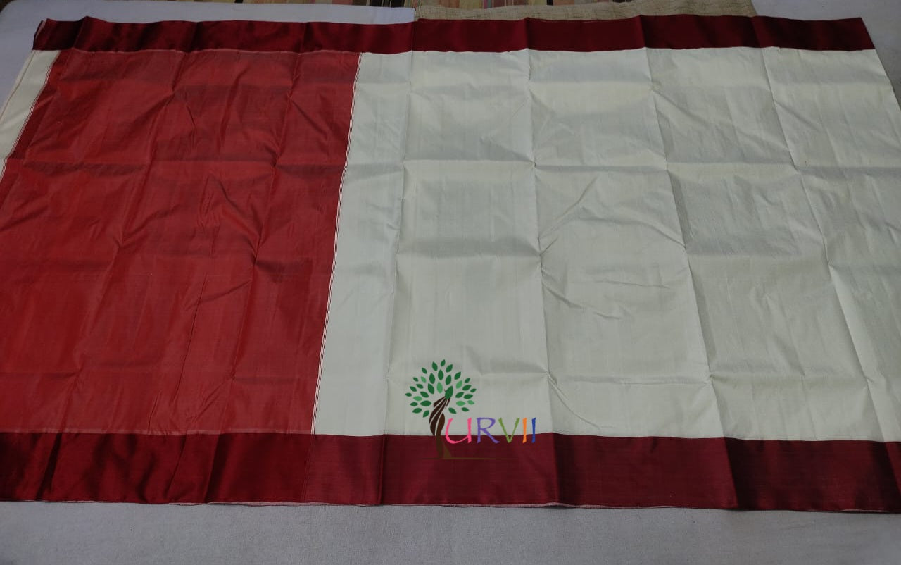 Red and white Garad silk saree