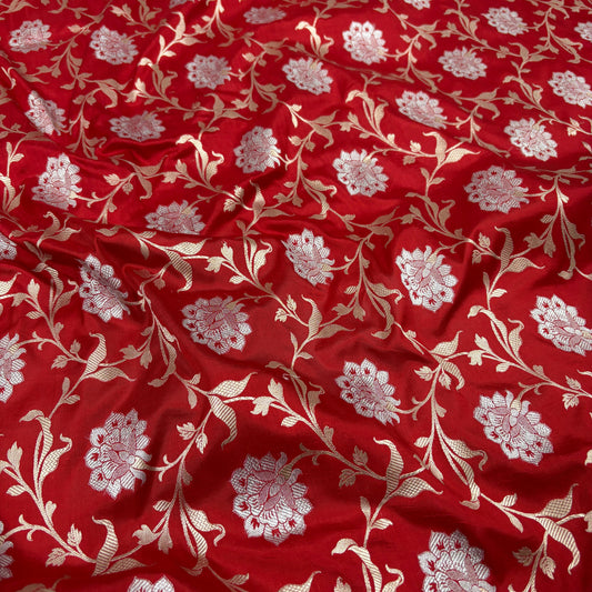 Red vintage Banarasi silk saree