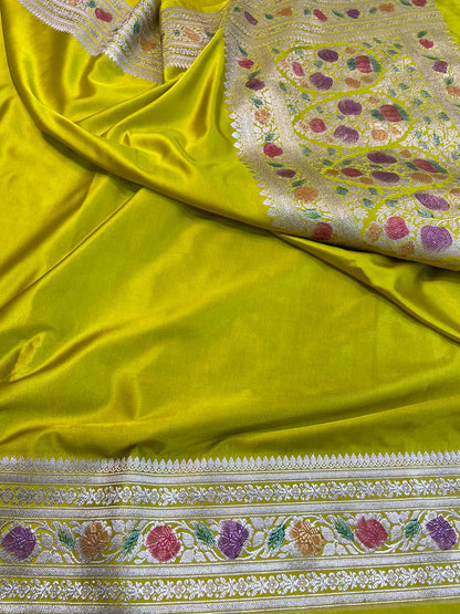 Mehendi Green mashru Banarasi silk saree