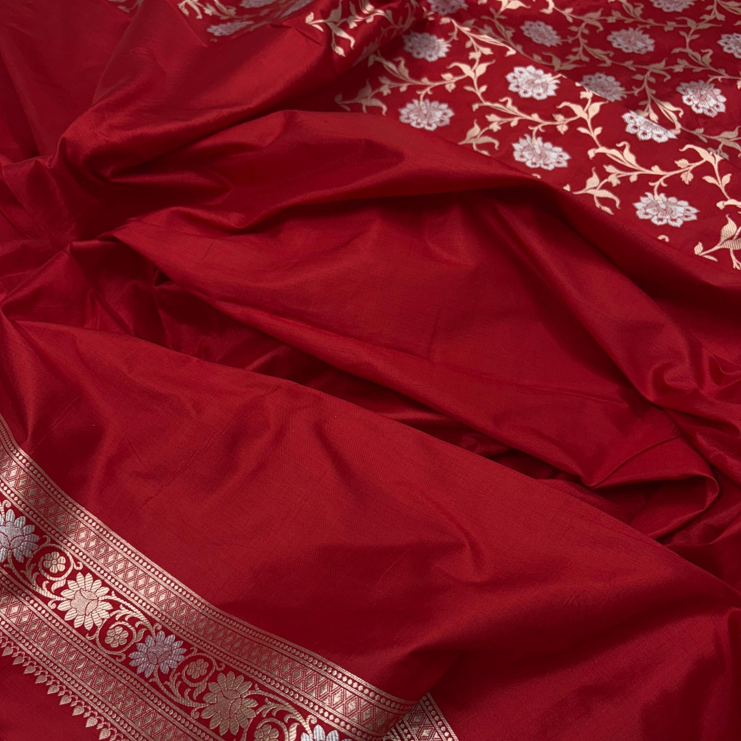 Red vintage Banarasi silk saree