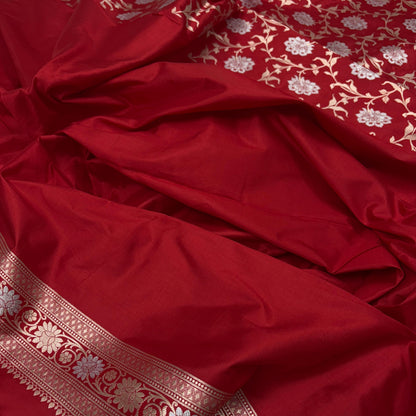 Red vintage Banarasi silk saree