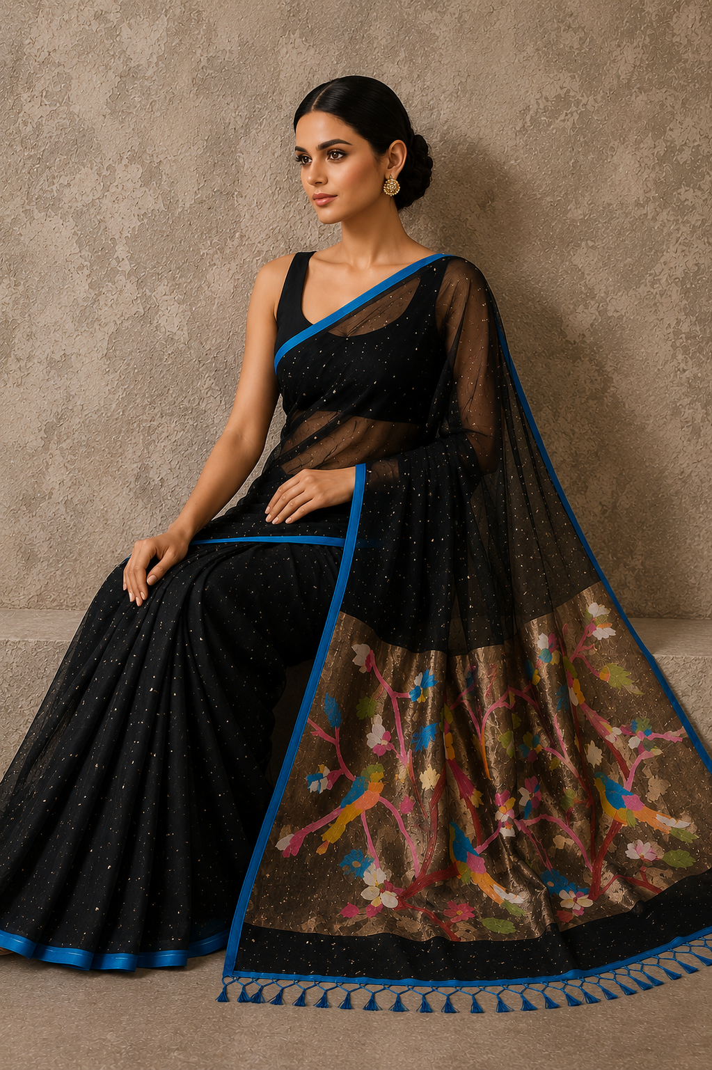 Handspun resham mulberry silk saree