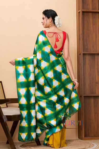 Half n half tien dye pure silk saree