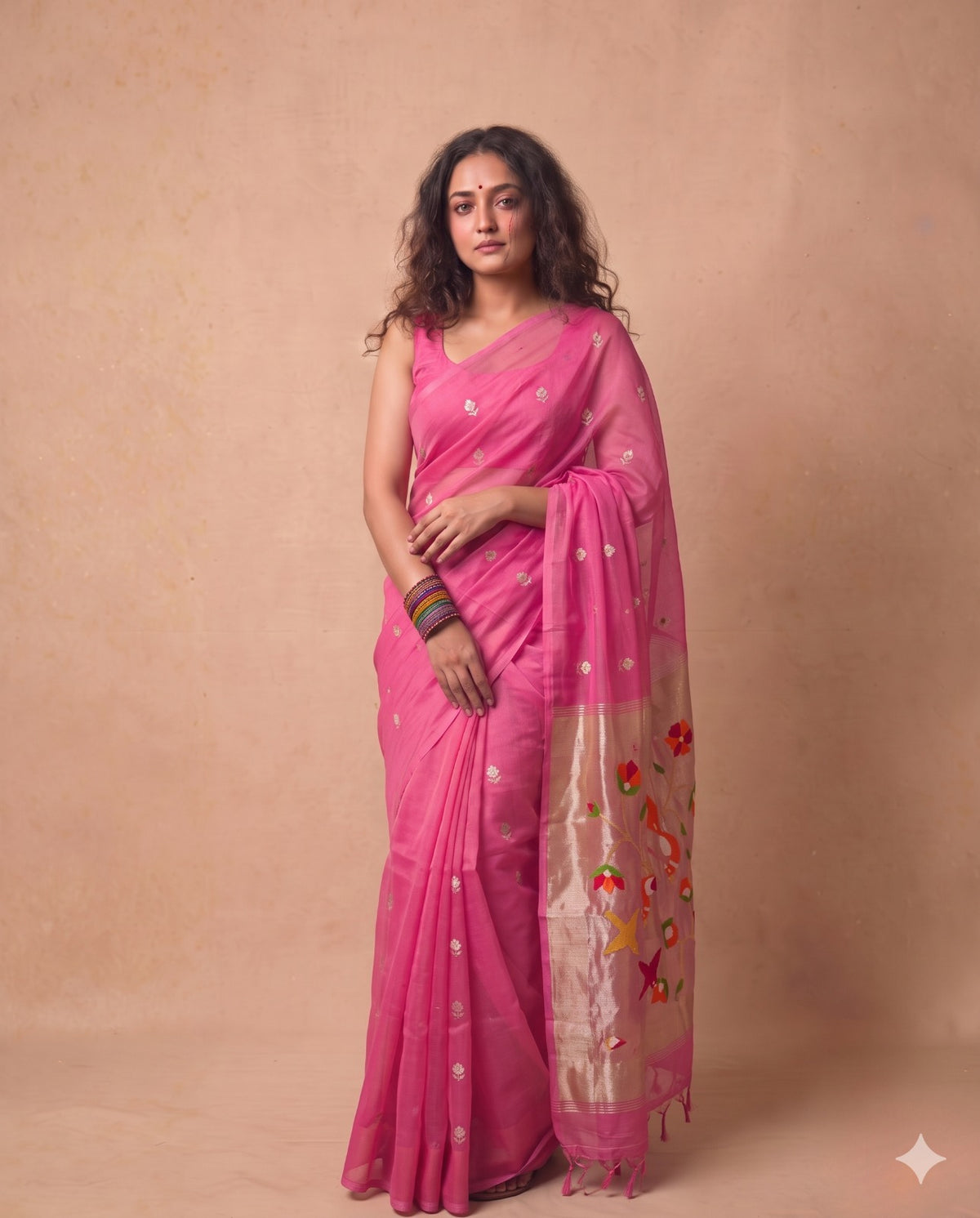 Elegant Pink Resham Silk Saree with paithani Zari Pallu