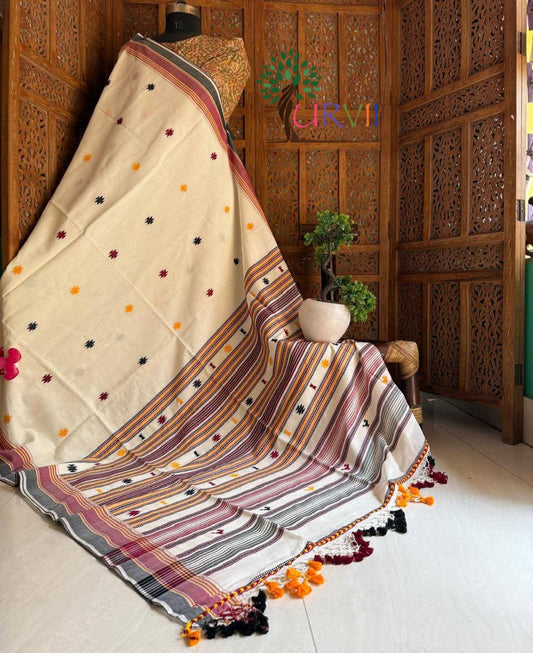 Handspun bhujoudi cotton saree