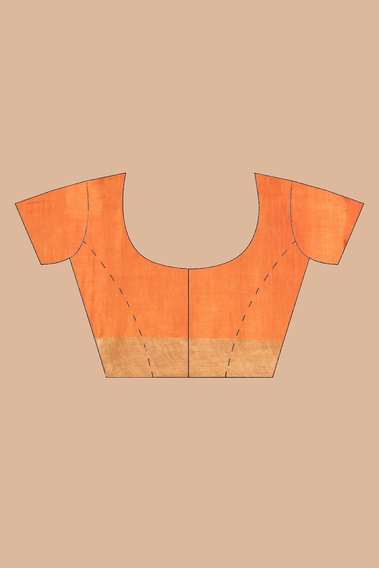 Orange pure linen saree