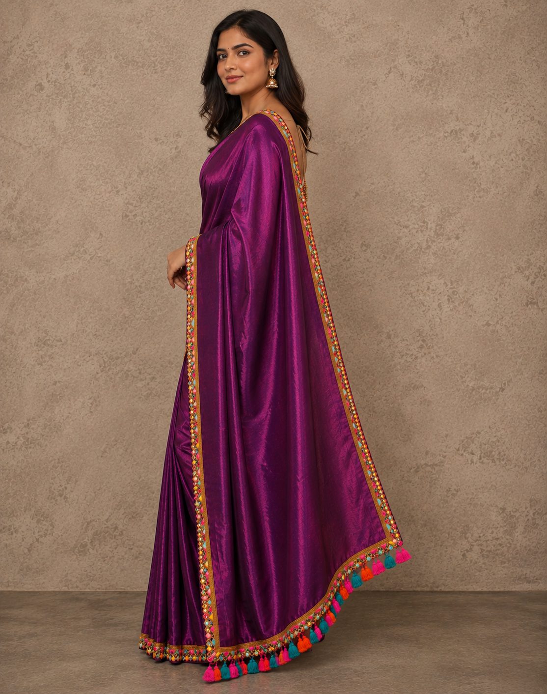Zari border dual tone pink tissue Cotton saree