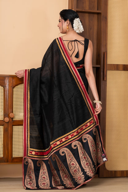 Black Pure Ghicha Silk