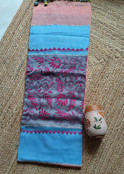 Kantha stitched charkha khadi saree