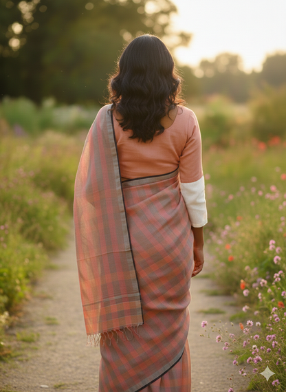 Check linen saree