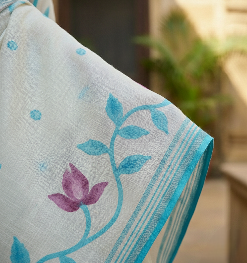 Off white handloom cotton jamdanis