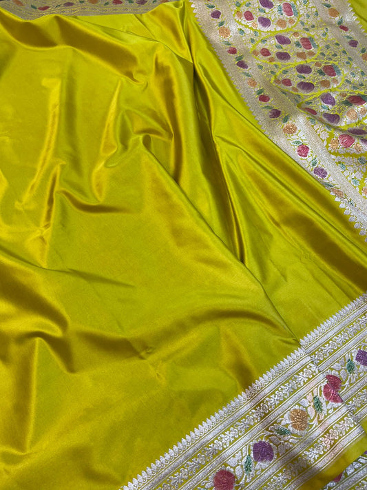 Mehendi Green mashru Banarasi silk saree