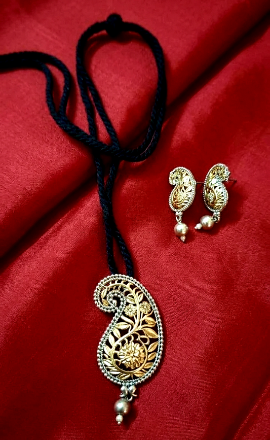 Aam kalka dual tone premium silver polish set tassel