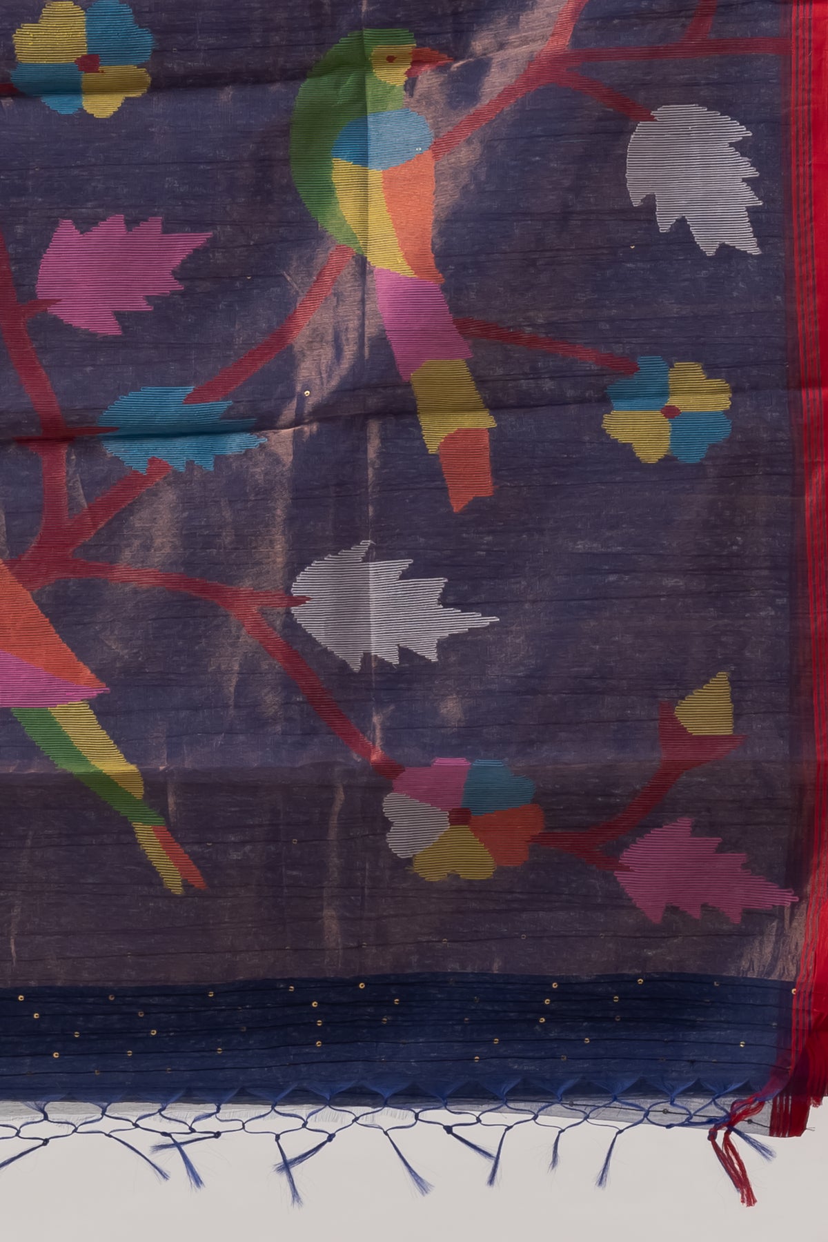 Midnight Blue Handspun Resham Paithni Silk Saree