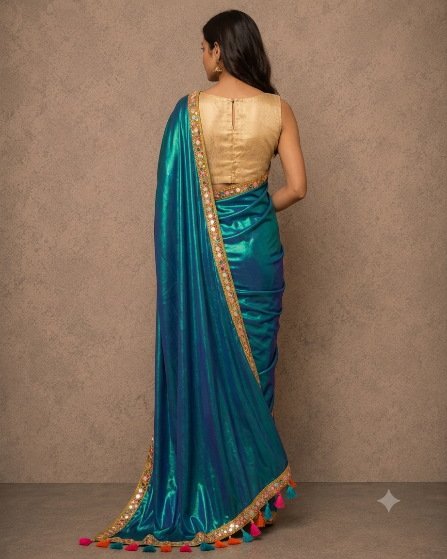 Zari border dual tone tissue Cotton saree