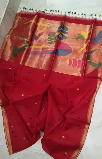 Handspun resham silk saree