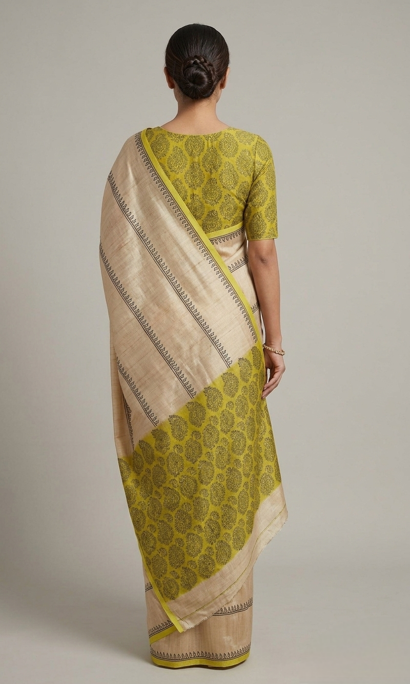 Printed Tussar silk saree