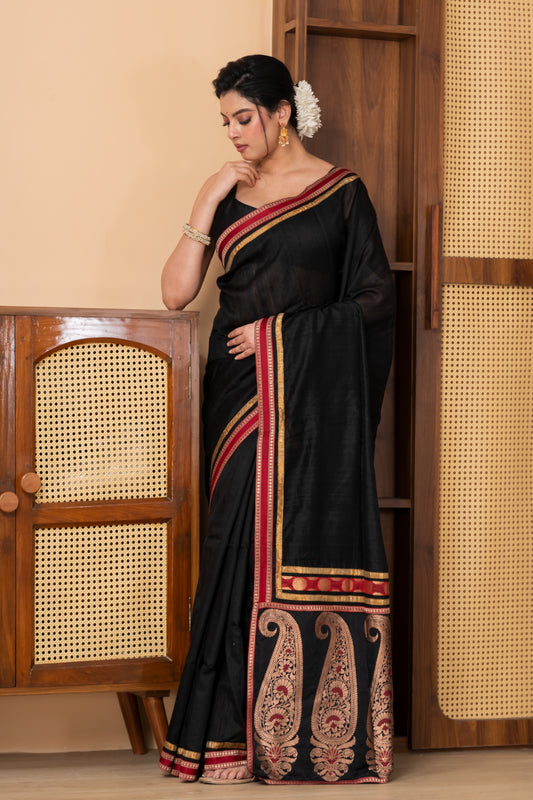 Black Pure Ghicha Silk