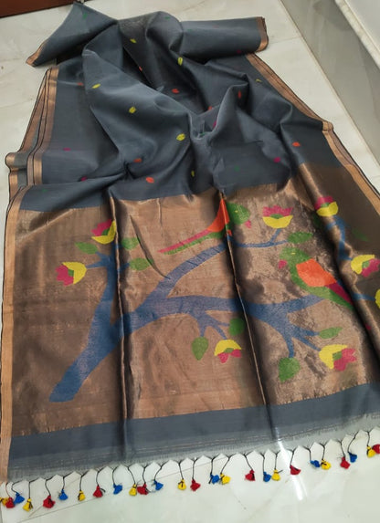 Handspun resham silk saree