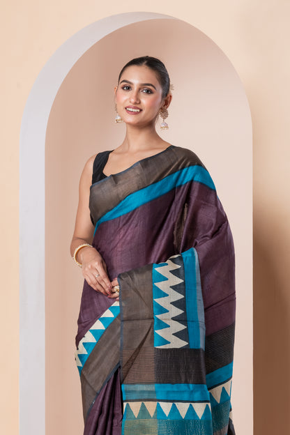 Zari Tussar silk saree- printed