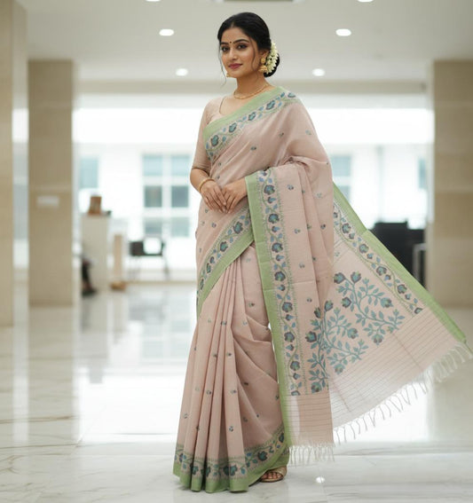 Off white handloom cotton jamdanis