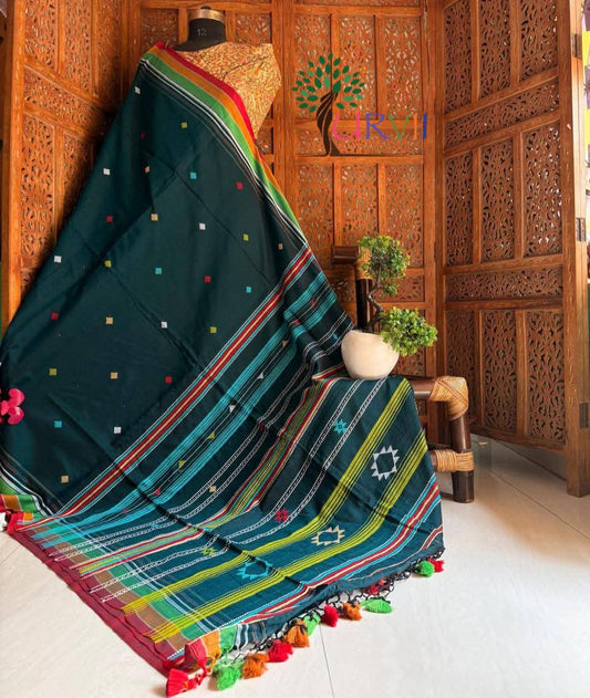 Handspun bhujoudi cotton saree