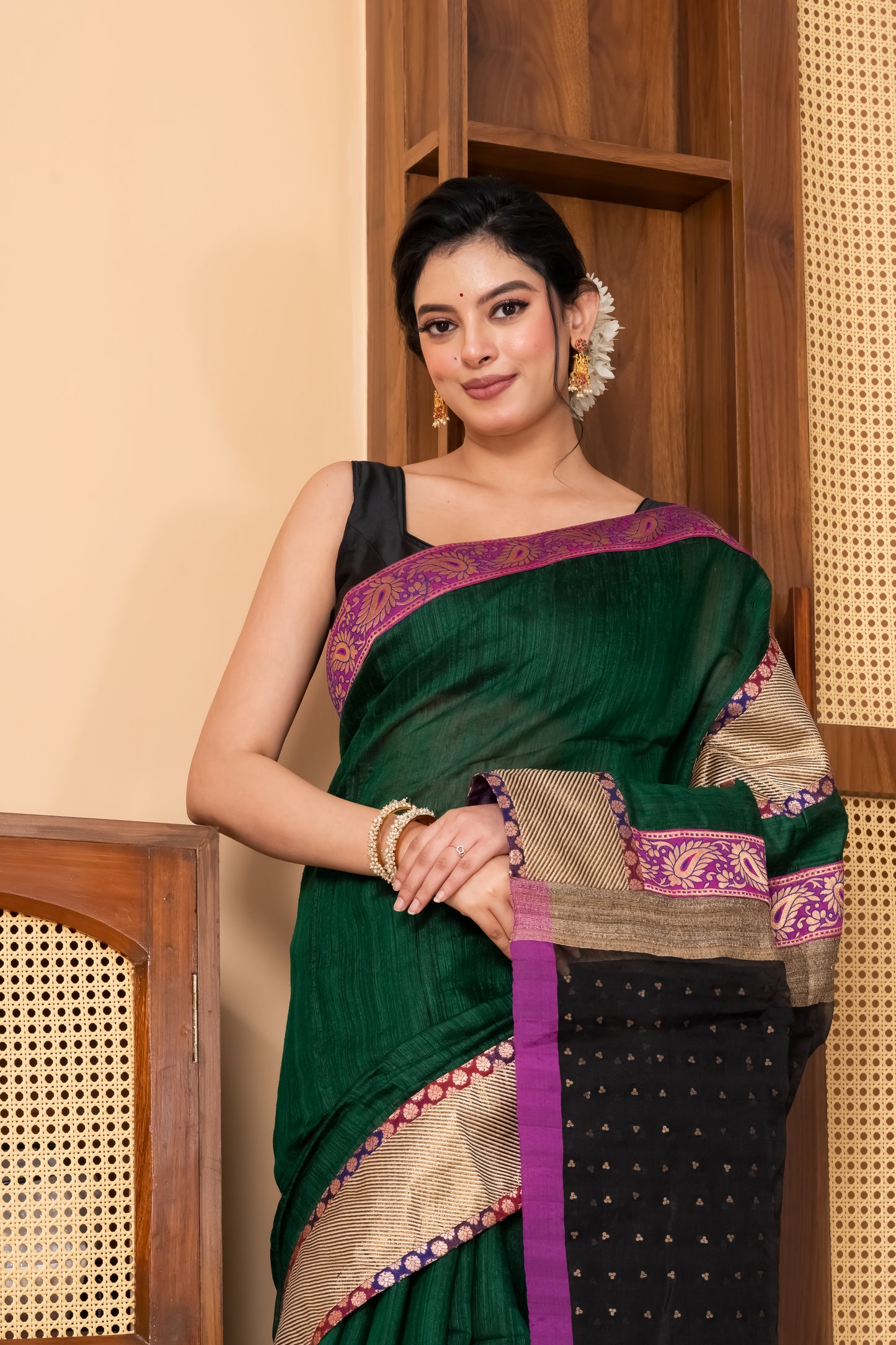 Dark green Pure Ghicha Silk