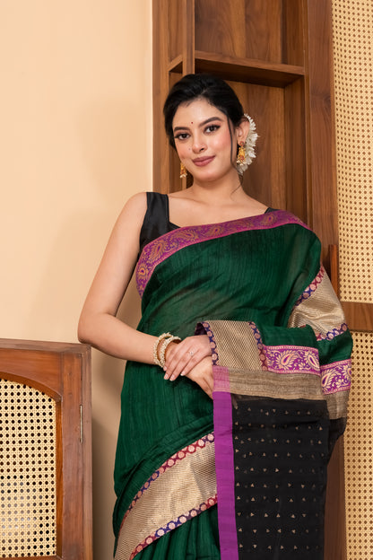 Dark green Pure Ghicha Silk