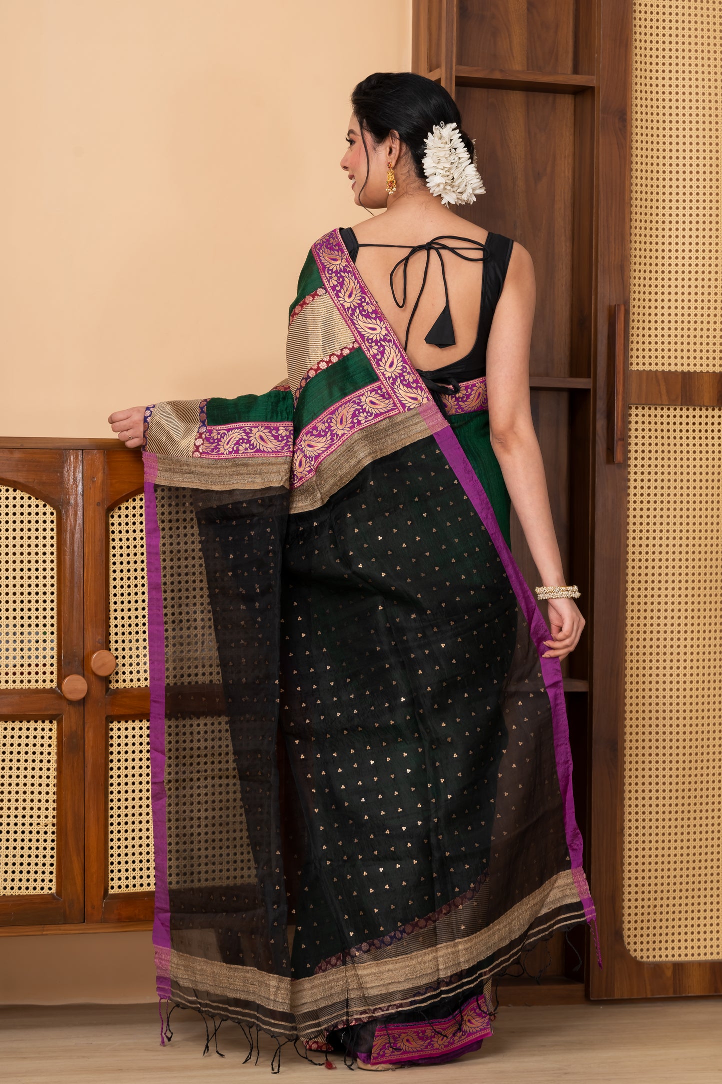 Dark green Pure Ghicha Silk