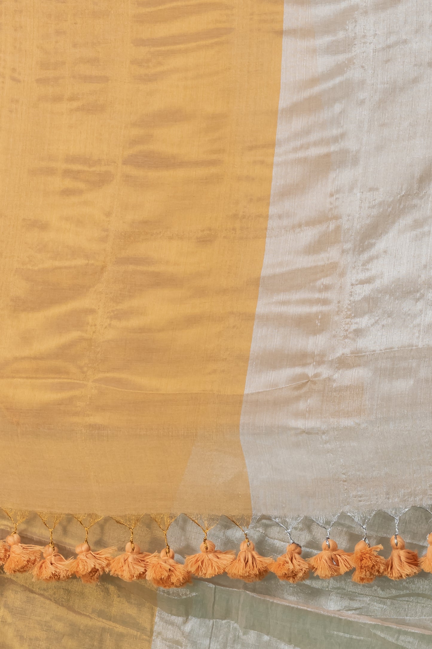 Half n half gold silver Tissue cotton saree