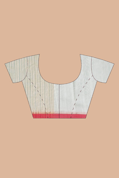 Embroidered gheecha red & white saree