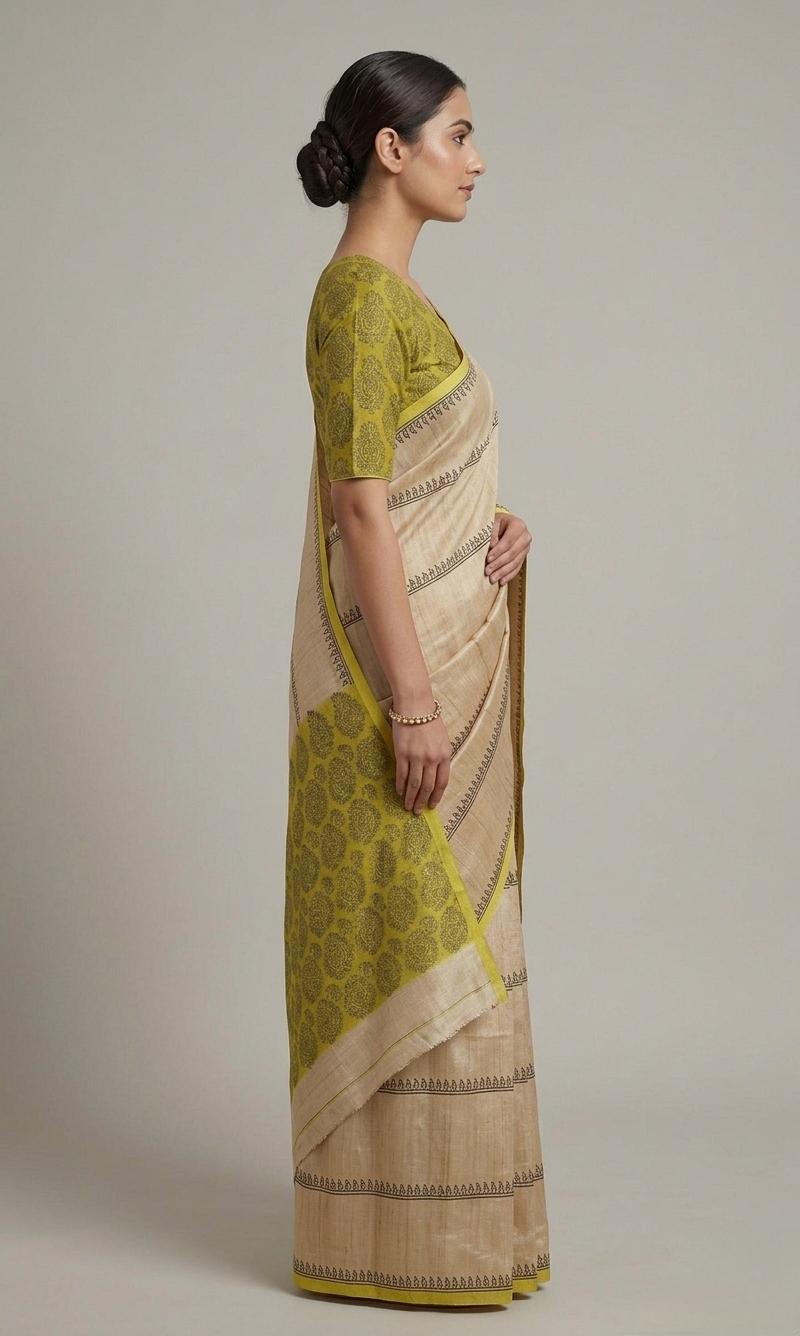 Printed Tussar silk saree