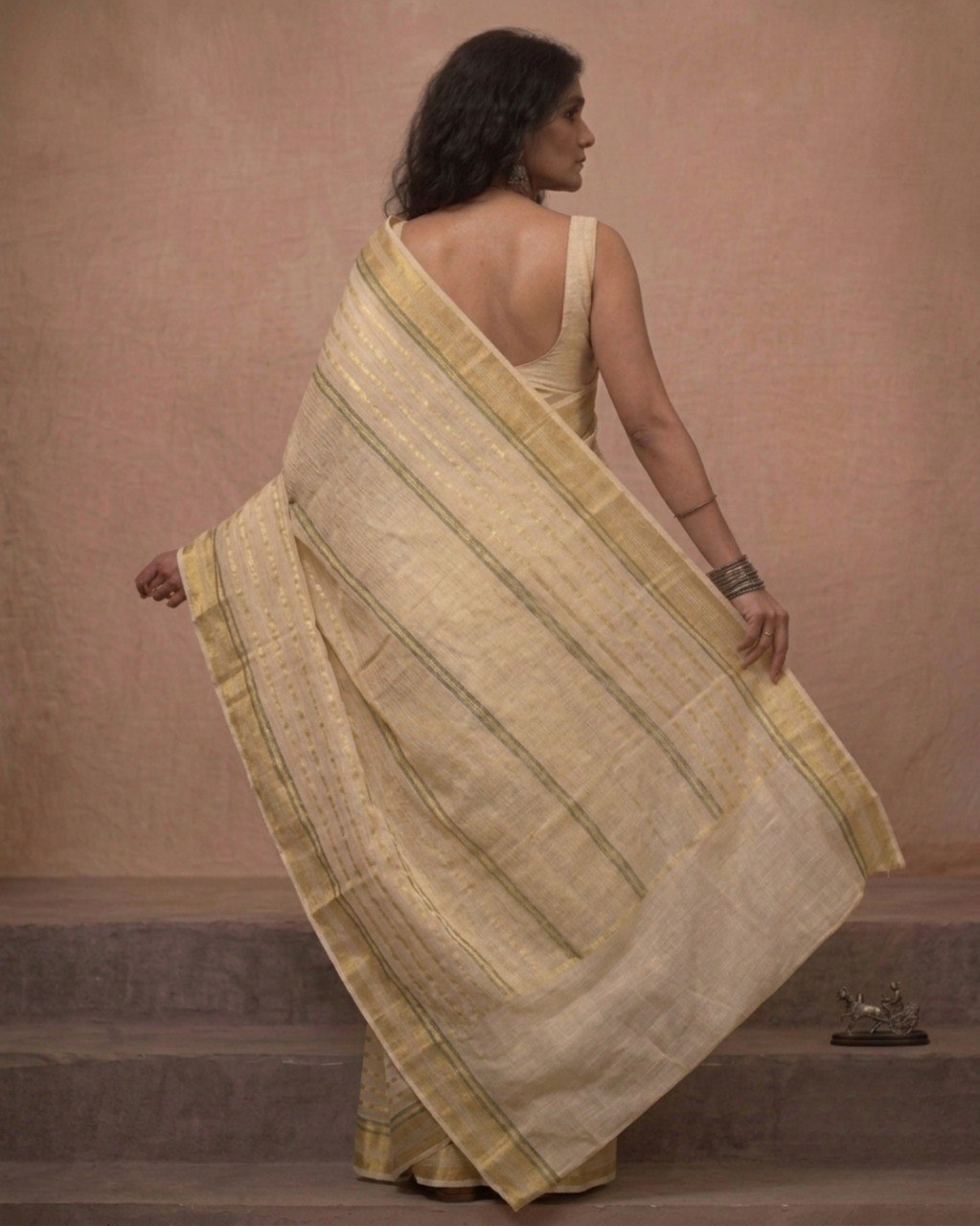 Zari striped pure tissue mul cotton saree